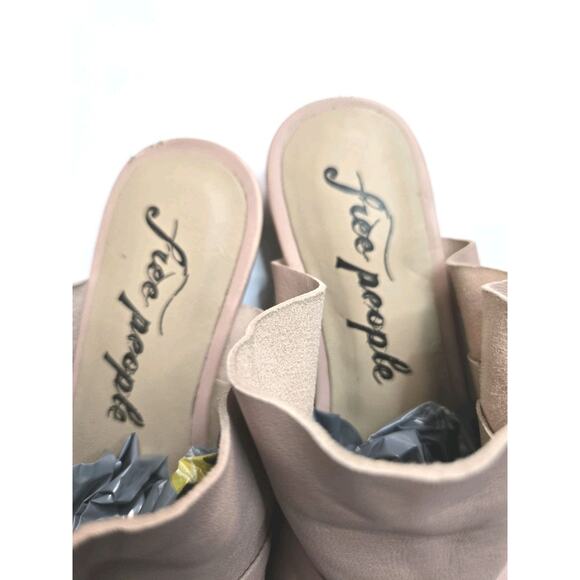 Free People Sienna Mules Size 6 -6.5 (36.5) Leather Ruffle Slides Pointy Pink - Picture 5 of 10